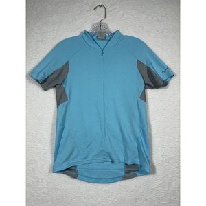 Nike Shirt Womens Small Blue Cycling Sphere Dry 1/4 Zip Pull Over‎ Short Sleeve